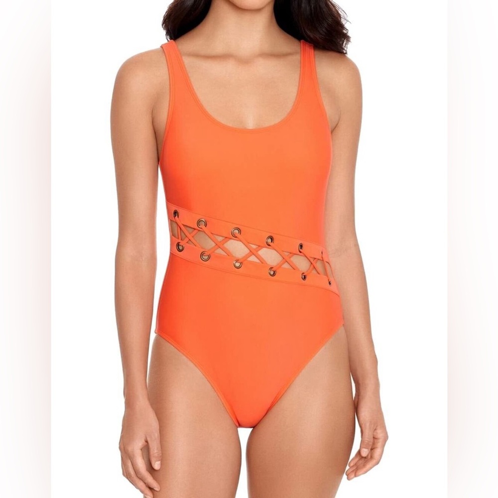 Salt & cove lace up Cutout Orange One Piece Swimsuit - XS | beach pool resort